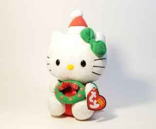 Ty Hello Kitty Beanie Baby Plush Nwt,  Christmas Wreath,  Sanrio 2011 W/tag