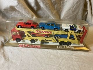 Very Rare Majorette Serie Series 3000 Car Carrier With (5) Vehicles Ob
