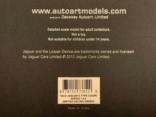AUTOart 1/18 Jaguar E - Type Coupe Series 1 3.  8 - 73612 - Serial 1365 3