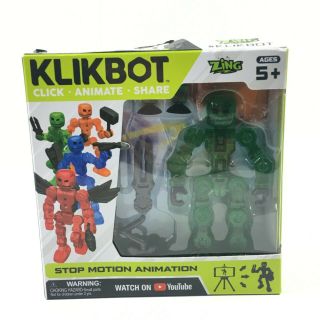 Zing Klikbot Stickbot Stop Motion Animation Action Figure Helix Green