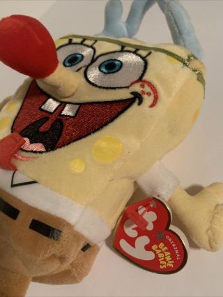 Ty Beanie Baby SpongeBob SleighRide - the Christmas SpongeBob (w/ Antlers) 2