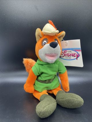 Retired Disney Store Mini Bean Bag Robin Hood 8 " Beanie Plush Toy