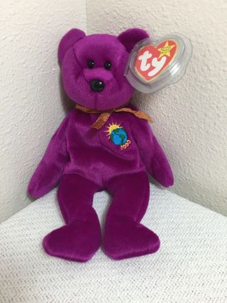Ty Beanie Baby Millenium The Bear With Tag Retired Dob: Jan.  1st,  1999 Mwmt