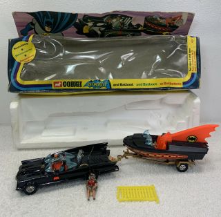 Corgi Toys 267 Batmobile W Batboat Trailer Batman W Box Read Descriptio