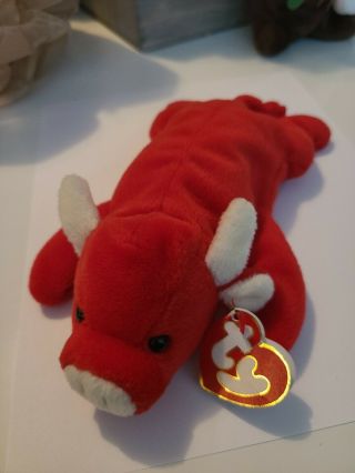 Authentic Controversial Rare Tabasco The Bull 3rd/2nd Gen Ty Beanie Baby Mwmt - Mq