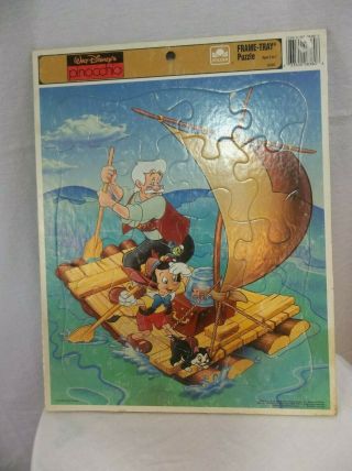 Golden Walt Disney’s Pinocchio Frame - Tray Puzzle 8380 Vintage Usa Raft