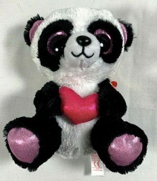Ty Beanie Boos Cutie Pie Panda Bear With Glitter Pink Eyes