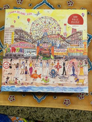 Michael Storrings Summer At The Amusement Park Coney Island 20x20 Inches