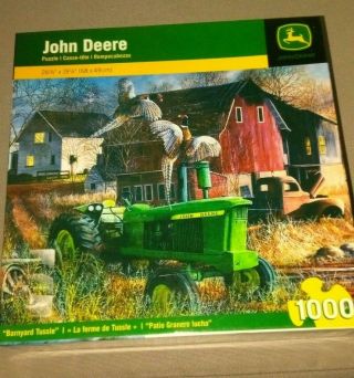 John Deere Tractor Puzzle Masterpieces " Barnyard Tussle " 1000 Piece Complete