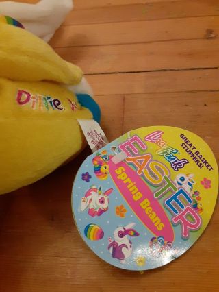 Rare VTG Lisa Frank Plush Easter Bunny Dillie Duck Rainbow Bean Bag Doll 7 