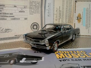 Danbury 1965 Pontiac Gto.  Rare Black Coupe.  1:24.  Nib.  Docs.  Undisplayed