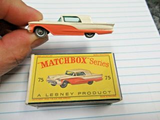Vintage Lesney Matchbox 3 Line Spw 75 Two - Tone Ford Thunderbird & Box