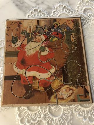 Vintage Playskool Little Golden Book Puzzle Santa Christmas 