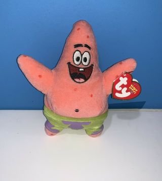 7 " Ty Beanie Babies Plush Patrick The Star Starfish Spongebob Squarepants W/ Tag