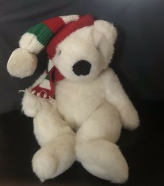 Ty Holiday Bear 1997 Large White Teddy Bear Stuffed Plush