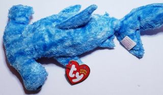 Hammerhead Shark Plush 10 " Blue Ty Beanie Babies Sledge 4 - 26 - 2002 Toy Stuffed