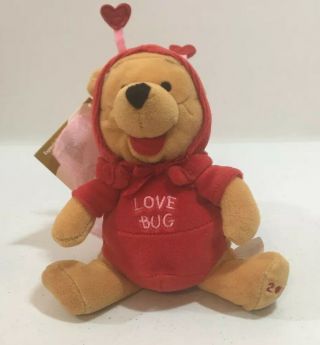 Vtg Disney Winnie The Pooh Mini Bean Bag Plush Firefly Love Bug Pooh Valentine A