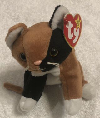 Retired 1996 Ty Beanie Baby Chip Nwt 8” Patchwork Cat Plush