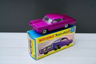 Matchbox Lesney No 22 Pontiac Gp Coupe Dark Purple Vnm Plus Box