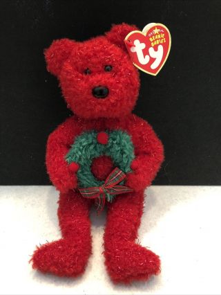 Ty Beanie Baby " 2006 Holiday Teddy " Red Christmas Bear Plush Toy Animal Mwmt