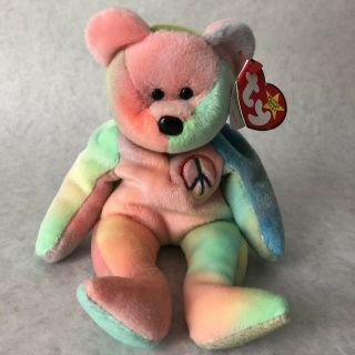 Ty Beanie Baby Peace Bear Dob 2 1 1996 Tags Attached Tie Dye Unique