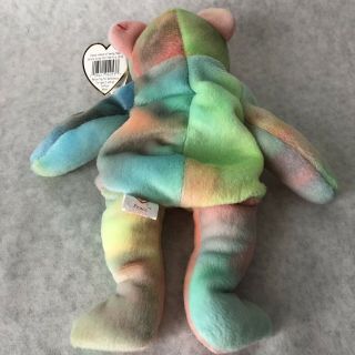 Ty Beanie Baby Peace Bear DOB 2 1 1996 Tags Attached Tie Dye Unique 3
