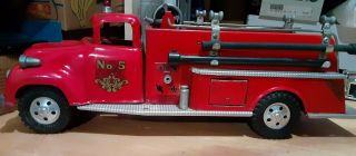Vintage Tonka 1957 Ford Cab T.  F.  D.  Pumper Fire Truck No.  5 With Hydrant