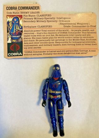 Vintage 1984 Gi Joe Arah Hooded Cobra Commander Action Figure W/ Card