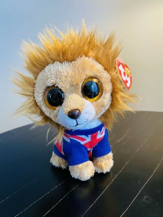 Ty Beanie Boos - Hero The Union Jack Lion (uk Exclusive) 6 " Mwmt
