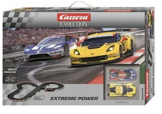 Carrera 1:32 Evolution Extreme Power Mega Tracks Race Slot Car Set 25218