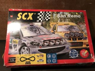 Scx Tecnitoys San Remo 1/32 Scale Slot Car Set 16.  7ft Track Seat Peugeot Rally