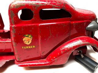 Vintage Turner Toy Fire Truck,  1930 ' s Ladder Truck W/Bell,  Pressed Steel 21 