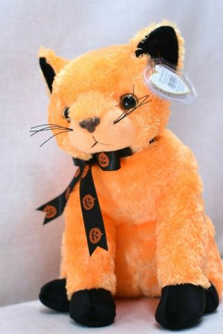 Ty Orange Scared - E The Cat Halloweenie Beanie Baby W/tags 9in 9 " Vgc