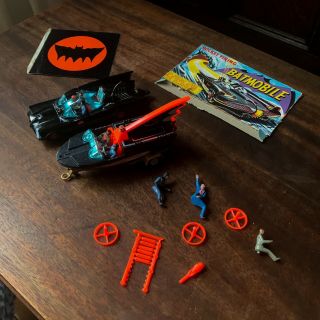 Vintage Corgi Batman Batmobile And Bat Boat And Trailer W Batman Robin Figures