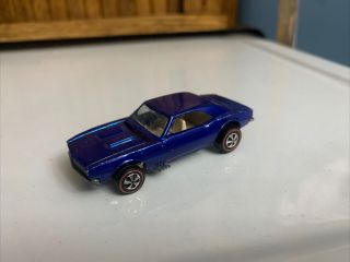 1968 Custom Camaro Dark Blue Redline Hotwheel From HUGE estate attic find EXC 3