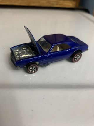 1968 Custom Camaro Dark Blue Redline Hotwheel From HUGE estate attic find EXC 6