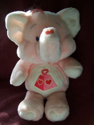 Vintage Care Bears Cousins Lotsa Heart Elephant 13 " Tall Pre - Owned 1984 Pink