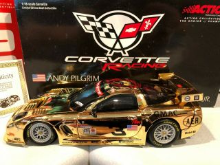 2001 Action Dale Earnhardt Sr Jr Andy Pilgrim 1/18 3 Corvette Gold Chrome