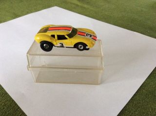 Vintage Aurora Model Motoring T - Jet Ho Slot Car Lola Gt,  Bright Yellow,  Runs