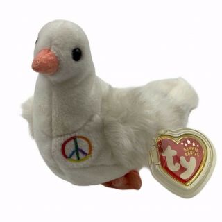 Ty Beanie Babies 2002 Retired With Tags Serenity The Dove Embroidered Peace Sign