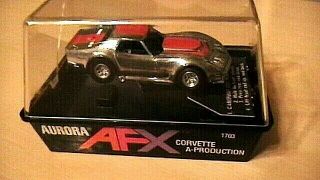 Afx/aurora Chrome/red Stripe Ap Corvette Slot Car In Jewel Case Tough To Find