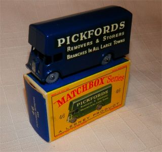 Grey Wheels,  60s Lesney Matchbox 46 Pickfords Removals Blue 
