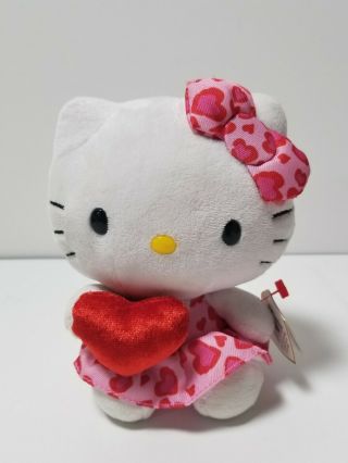 Ty Beanie Baby Hello Kitty Plush Red Pink Heart Dress 2012 6 " With Tags