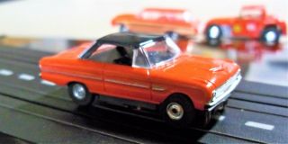 Aurora Model Motoring Tjet Ho Ford Falcon Red Black Top Run Chassis Tyco