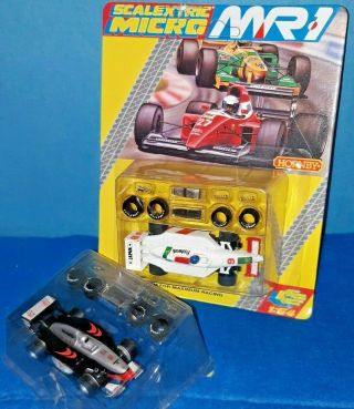2x Rare Uk Footwork & Mobil F - 1 Ho Slot Cars Micro Scalextric Mr1 Marchon =nice=