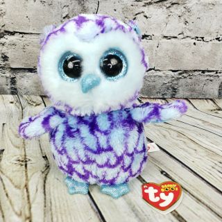 Ty Beanie Boos - Oscar The Blue Owl 6 Inch Beanie Baby Tags Plush Stuffed Animal