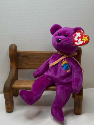 Ty Beanie Baby Millenium The Bear With Tag Retired Dob: Jan.  1st,  1999 Gasport