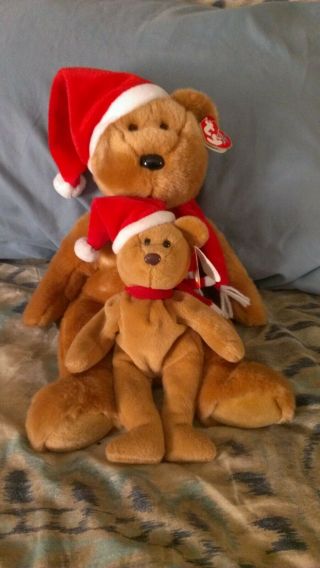 1997 Ty Holiday Teddy Bear Beanie Buddy Rare & Beanie Baby Too - With Tag