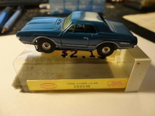 Vintage Ho Slot Car Aurora Tjet Cougar Blue W/orig Box And Label