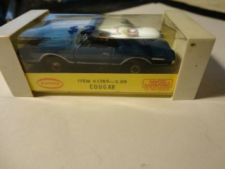 vintage ho slot car aurora tjet cougar blue w/orig box and label 2